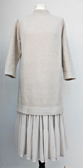 Sweter sukienka zimowa ciepła beżowa boho retro vintage eco / nowy!