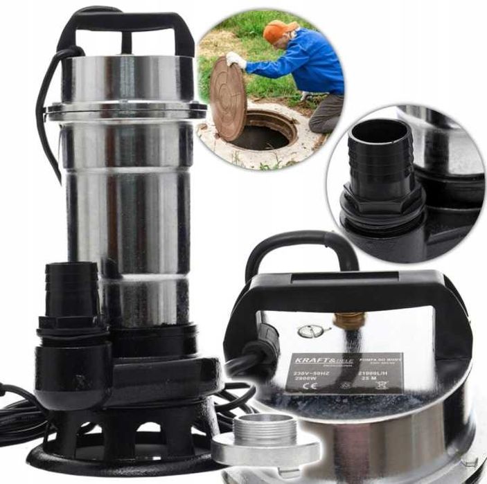 Pompa Niklowana Do Wody Brudnej Czystej Szamba z Rozdrabniaczem Zatapialna