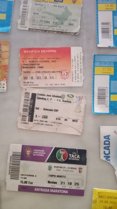 Conjunto de 14 Bilhetes Antigos de Futebol/Futsal/Outros