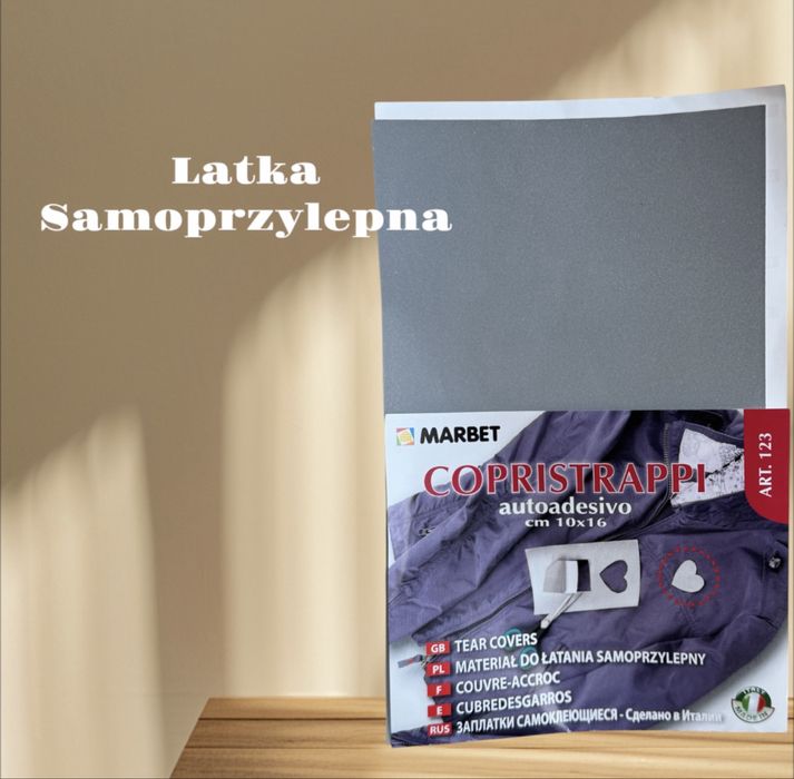 Łatka na dziury materiał do łatania samoprzylepny szary srebrny włoski