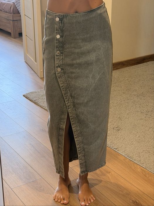 Крута джинсова спідниця міді з розрізом, ZARA