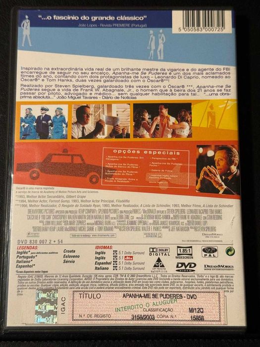 2 DVD do filme Apanha-me se puderes, edição especial