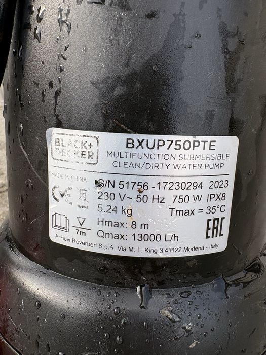 Pompa wody brudnej Black+Decker 750W  8metrów
