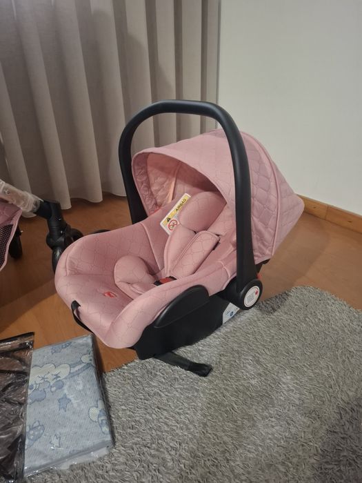 Carrinho trio de bebe rosa