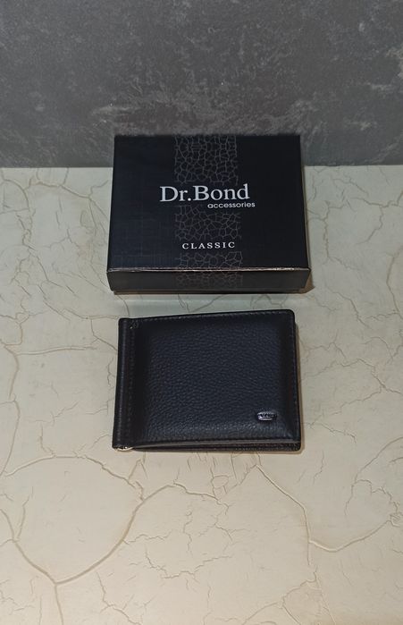 Зажим для банкнот кожаный DR.BOND  кошелек зажим для грошей гаманець