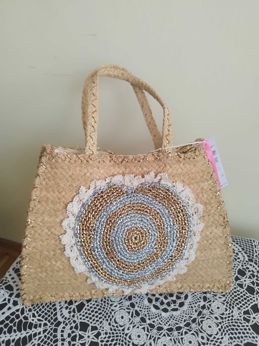 %_ALEX MAX_Italy_torebka / kosz_koszyk na lato - RAFFIA 100% - aplikacja