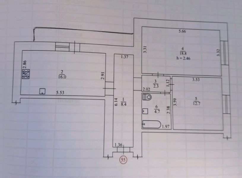 2-кімнатна квартира 64 м² на Половках. Ремонт, велика кухня