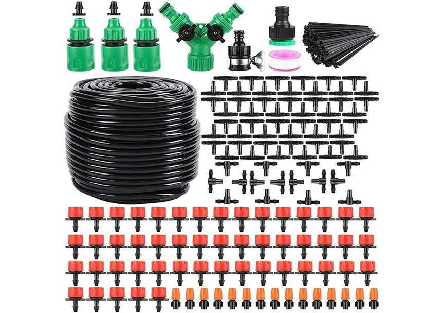 Набор капельного микро полива 4/7 мм из 200 единиц для сада (шланг 50м