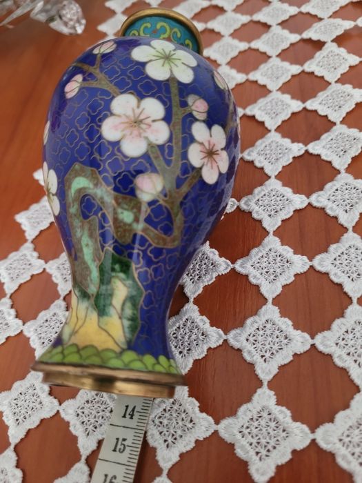 Wazonik Cloisonne mosiądz emalia