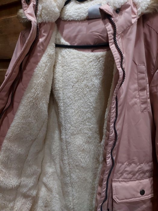 Kurtka zimowa ciepła 158 164 nowa  metka taliowana pudrowy roz parka