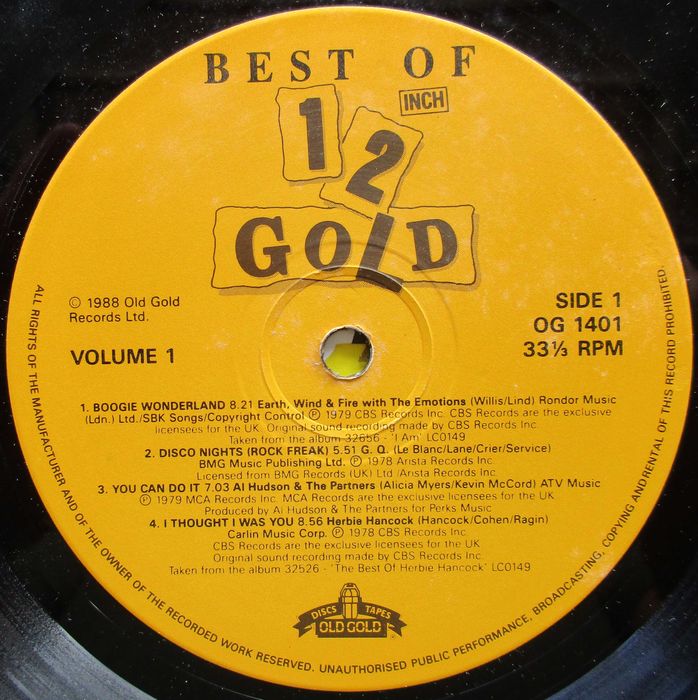 Best of 12 Inch Gold - - - - - Volume 1 - Dance Greats - - - - - LP