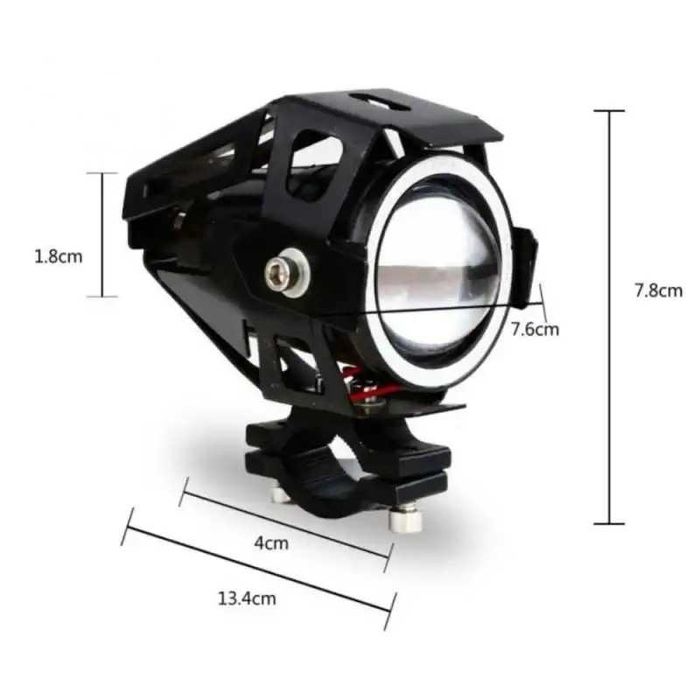 Par de faróis auxiliares LED halo cafe racer