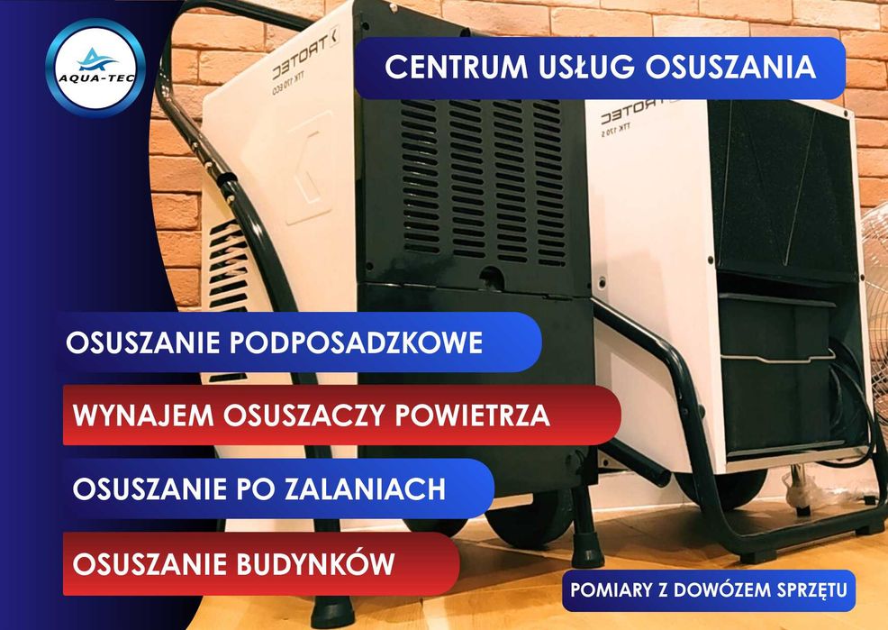 Osuszanie po zalaniu / osuszanie podposadzkowe / wynajem osuszaczy