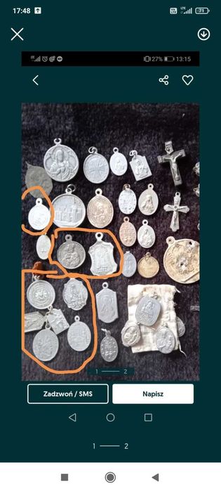 Szkaplerze medaliki stare całość