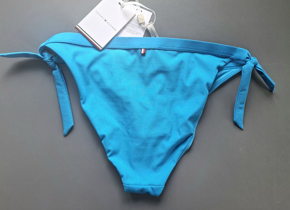 Tommy Hilfiger majtki bikini XL niebieskie chabrowe wiązane po bokach