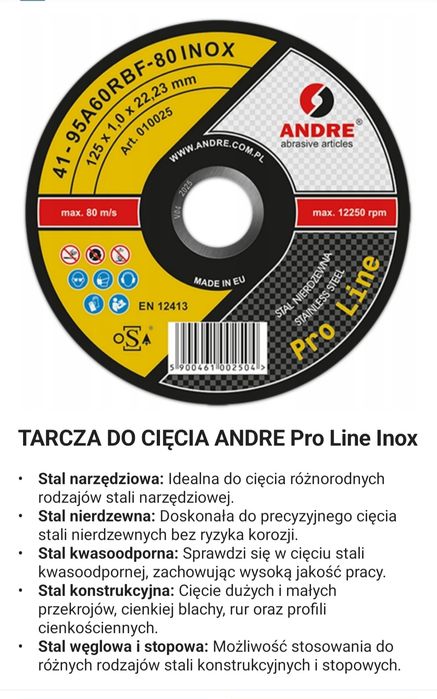 Tarcze do cięcia metalu Pro Line Andre 125x1.6x22.23