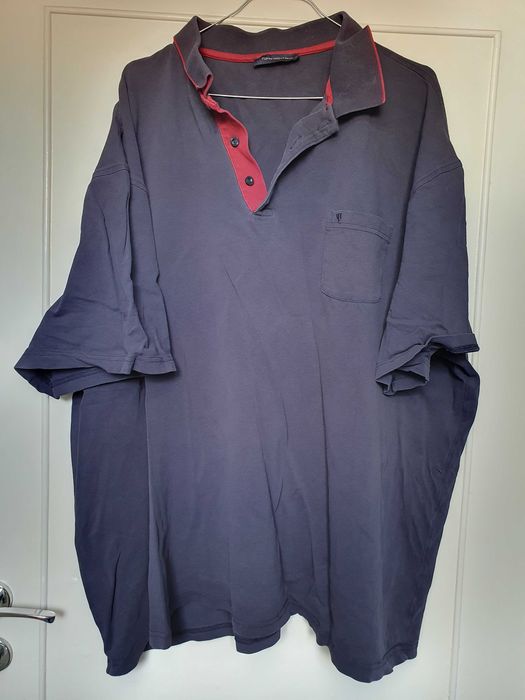 Granatowa koszulka męska polo z czerwonym