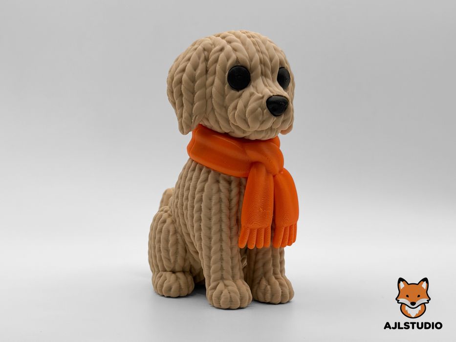 Figura cachorrinho com cachecol laranja outono