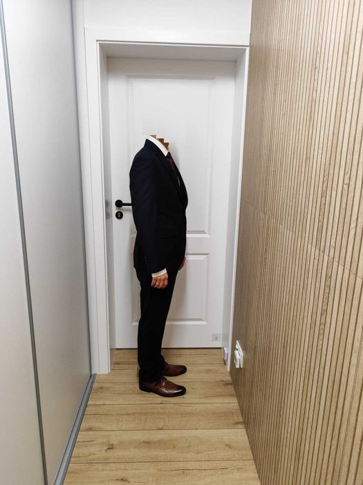 Garnitur granatowy na wesele 40/170/96 + krawat, spodnie 50/90