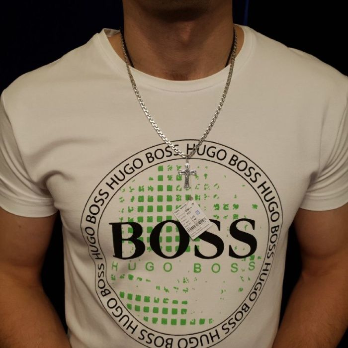 Хіт продаж! Чоловічий ланцюг срібло 925 і хретик комплект