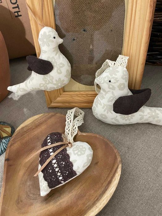 Komplet dekoracji handmade – gąski, ptaszki i serduszko