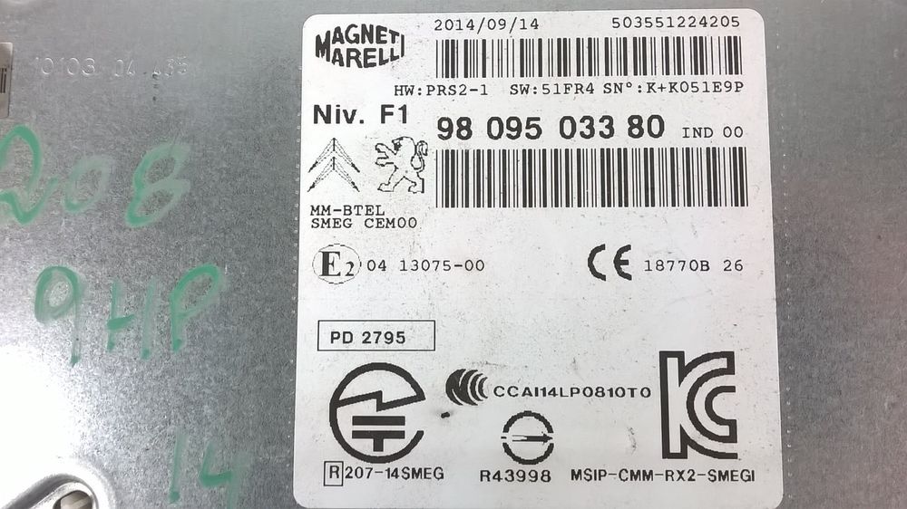 Rádio / Auto Rádio 9809503380 - PEUGEOT 208 I