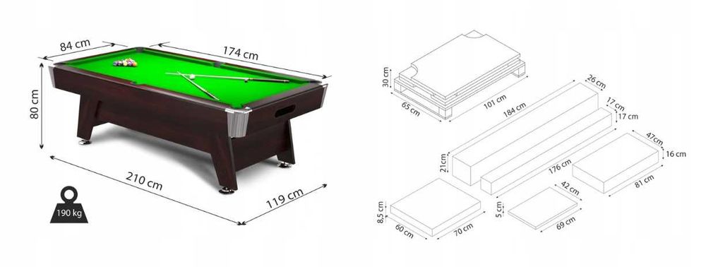 Stół bilardowy - Radley Diamond 7ft (płyta kamienna | system spływowy)