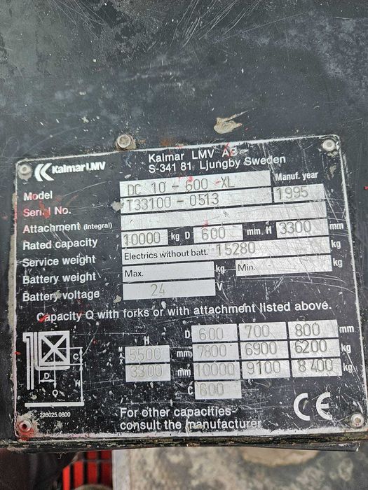 Вилковий навантажувач, вилочный погрузчик Kalmar LMV, DC 10-600 XL