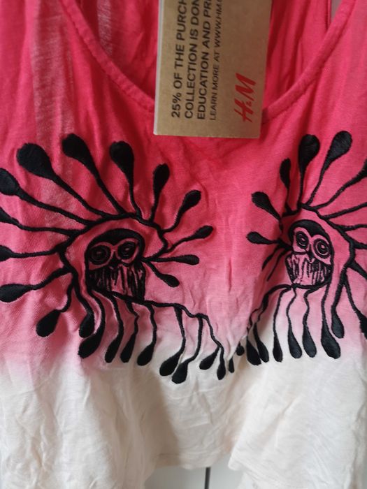 H&M Against Aids festiwal asymertyczny top aztec new 36/S
