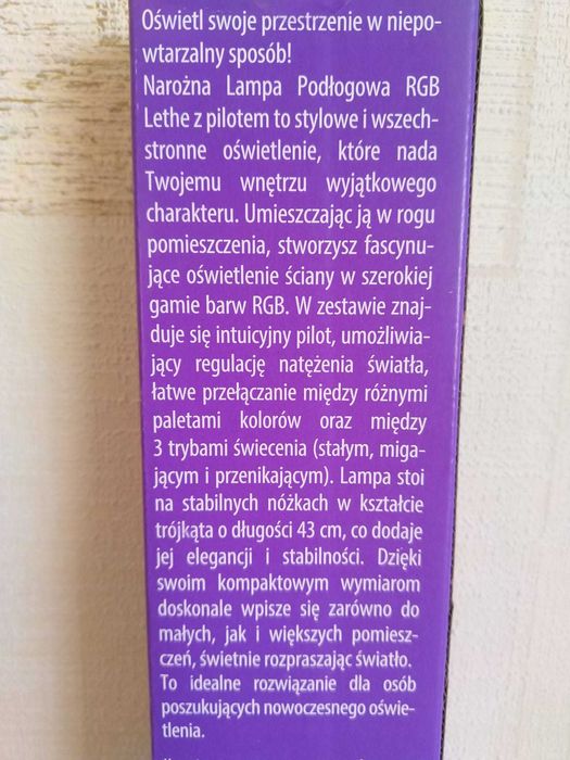 NAJTANIEJ Podłogowa Lampa Narożna z Pilotem RGB