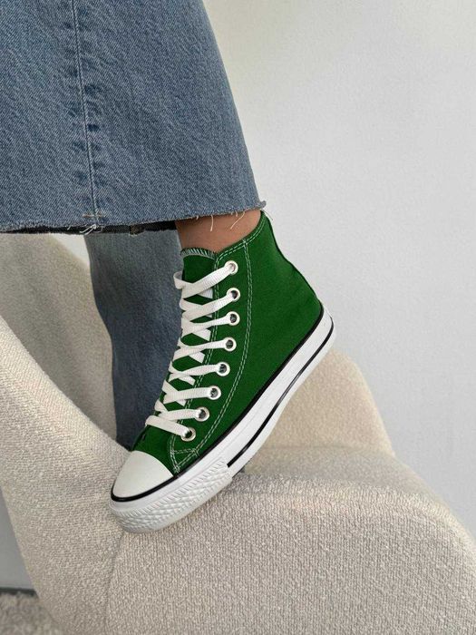 Зелені жіночі високі кеди конверси олл стар converse all star green