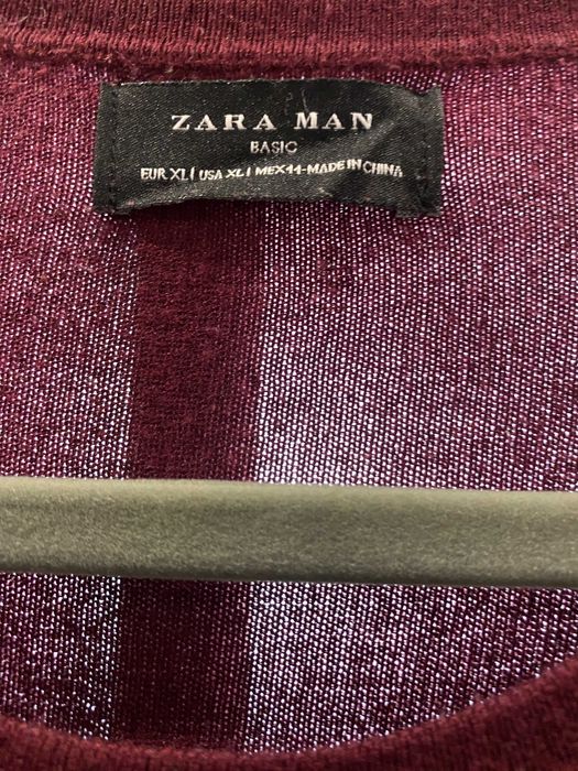 Sweter męski Zara Basic bordowy XL