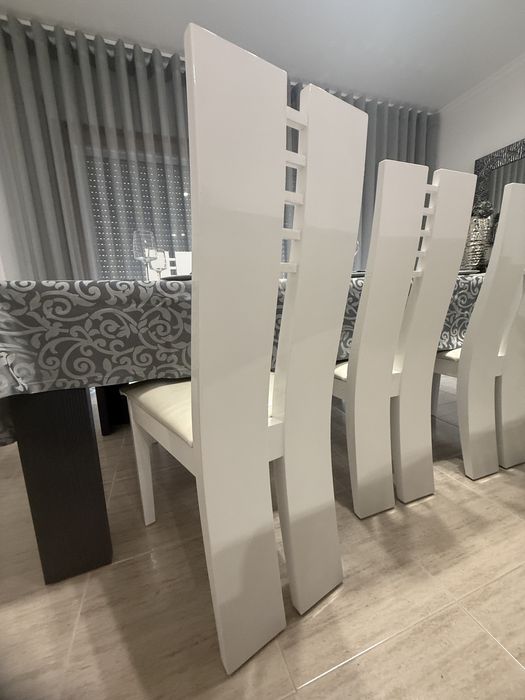 Cadeiras mesa de jantar - branco lacado (conjunto 6)