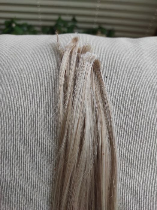 Włosy na keratynę 65 cm zimny blond