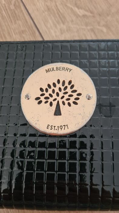 Portfel Mulberry. Czarny. Lakierowany. Duży. Przegródki