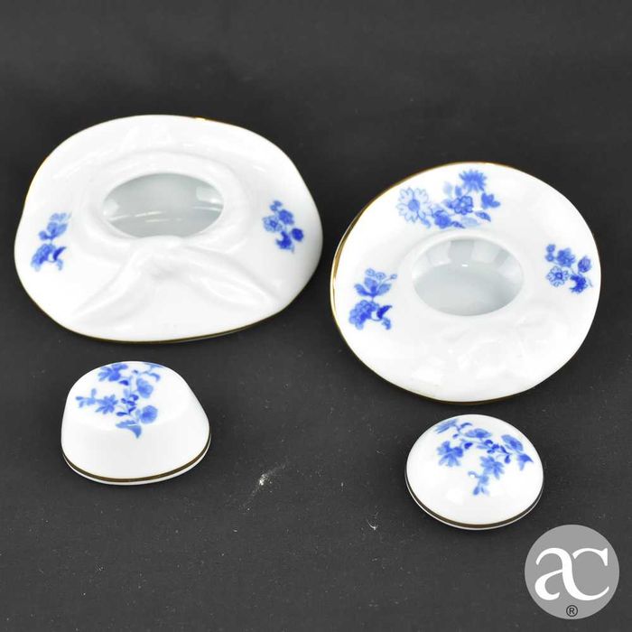 Conjunto de 2 caixas com tampa Porcelana Vidal Arte, forma de chapéu