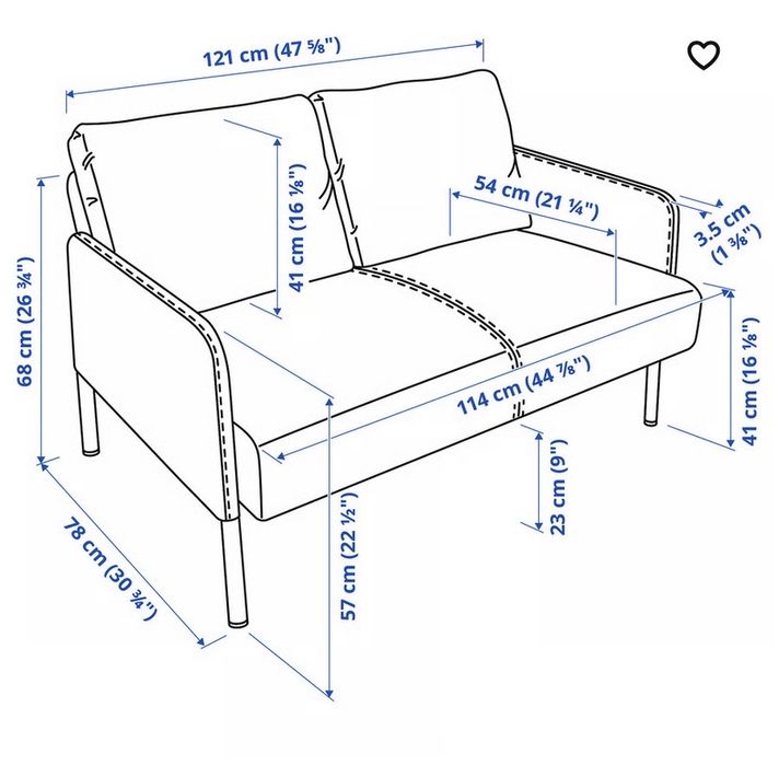 IKEA GLOSTAD Sofá 2 lugares, Knisa azul esc.