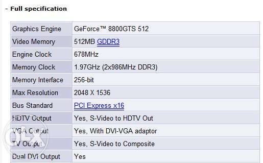 Geforce 8800 gts 512 mb