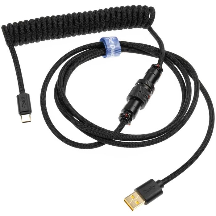 Cabo Coiled Ducky Phantom Black V2 USB Type A Type C 1.8m novo selado