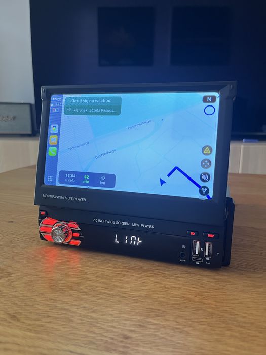 Radio Samochodowe 1 Din wysuwany ekran Android Auto/ CarPlay