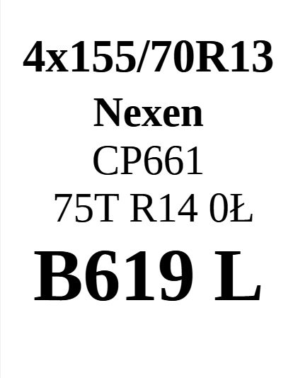 155/70R13 Nexen CP661 6,75mm 75zł/szt