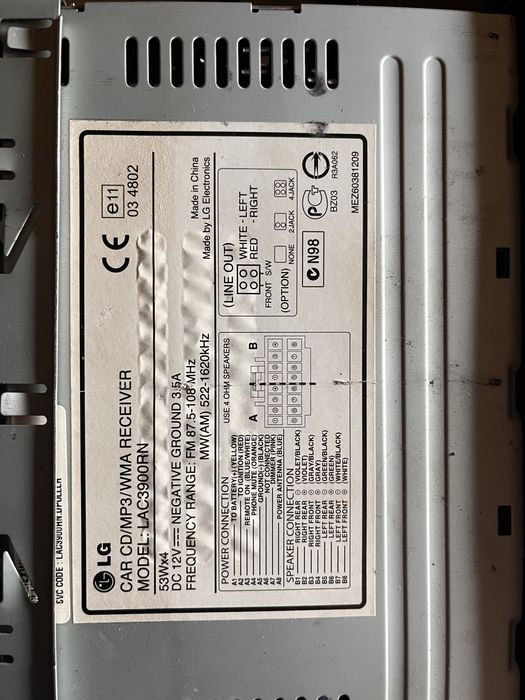 LG  lac3900rn 4x53w cd/mp3/wma