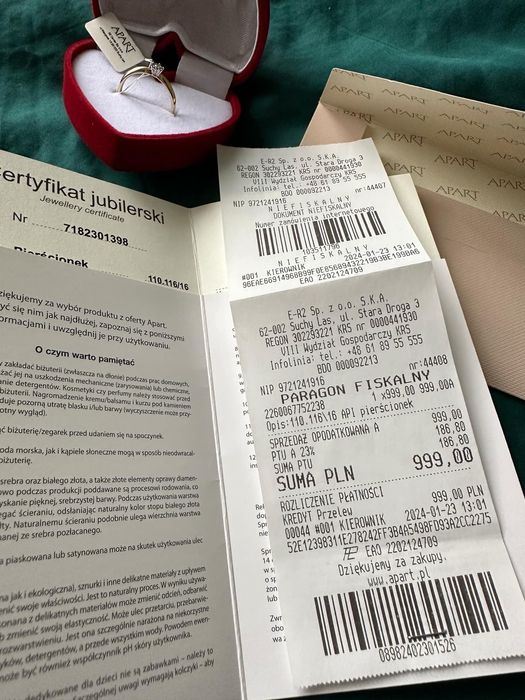 Pierścionek apart rozmiar 16