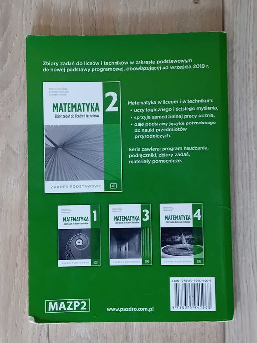 Matematyka 2. Zbiór zadań do liceów i techników. Zakres podstawowy.