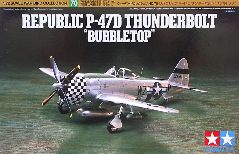 TAMIYA 60770 model 1:72 samolot P-47D Thunderbolt 'Bubbletop'