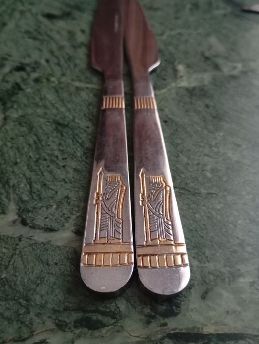 Цена за всё.Кухонные, столовые ножи сервировочные восточные золоченные