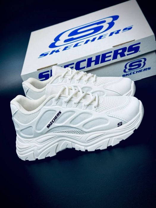 Новинка на весну • Skechers жіночі білі •шкіряні женські крослвки 2026