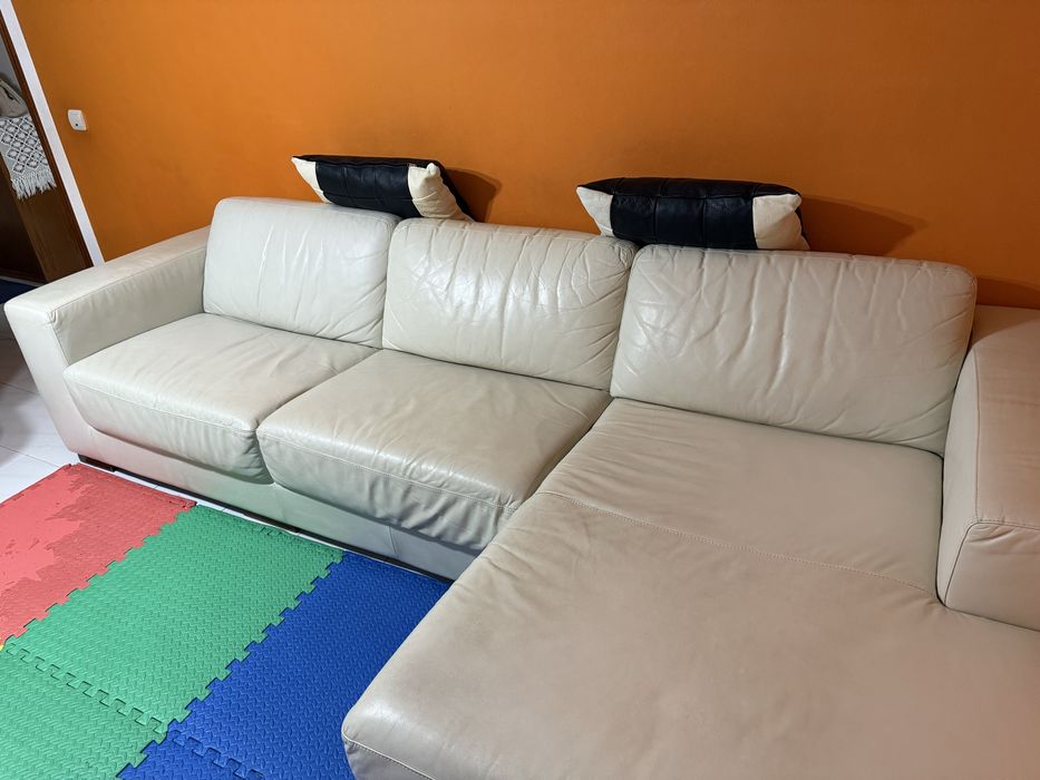 Sofá Pele - Chaise Long (Branco)