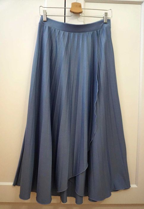 Spódnica długa plisowana Reserved L 40 maxi niebieska lejąca rozcięcie