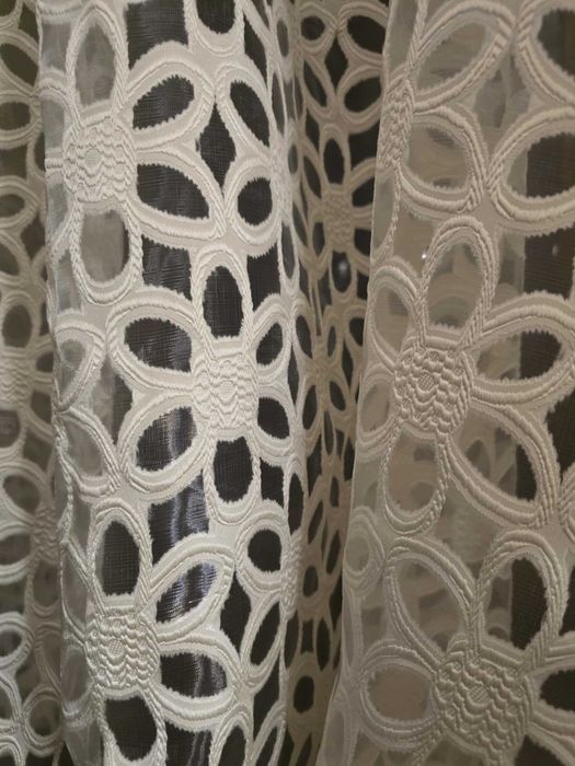 firanki z metra KWIAT haft+obciąznik, wys 280 cm KREMOWA promocja